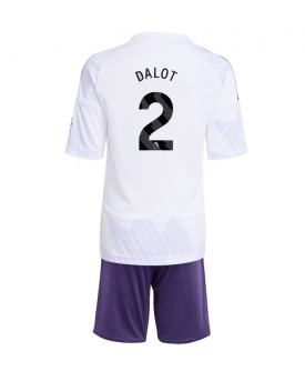 Billige Fotballdrakt Manchester United Diogo Dalot #2 Replika Bortedraktsett Barn 2025-26 Kortermet (med bukser)